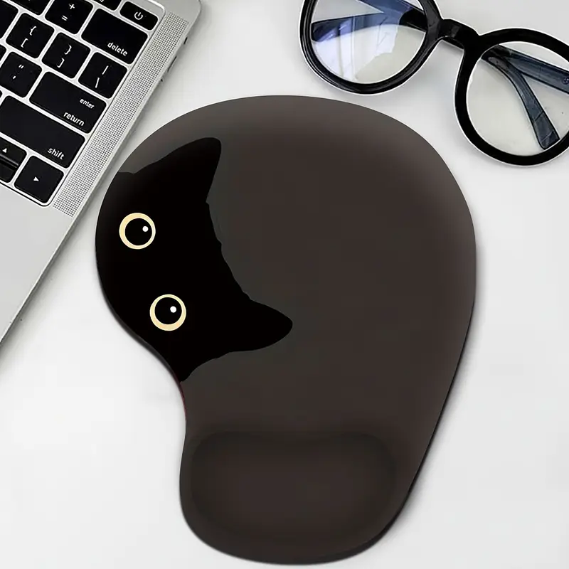 Black Cat Ergonomic Mouse Pad with Wrist Support